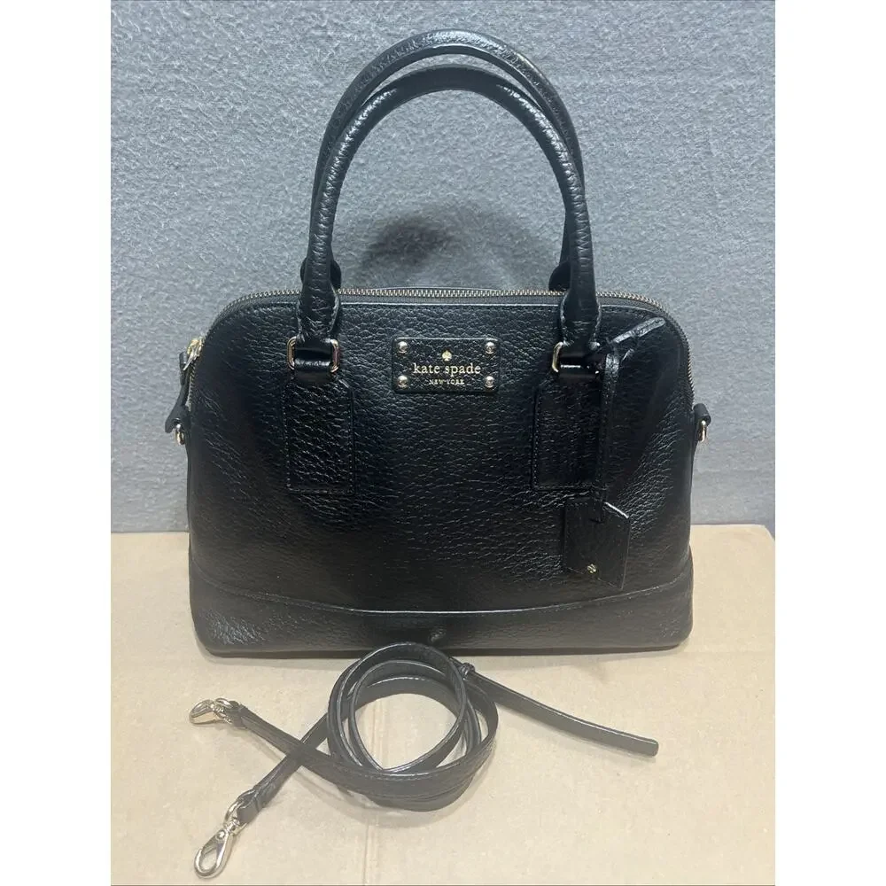 Kate Spade New York Wellesley Rachelle Leather Satchel/Crossbody Black/Black